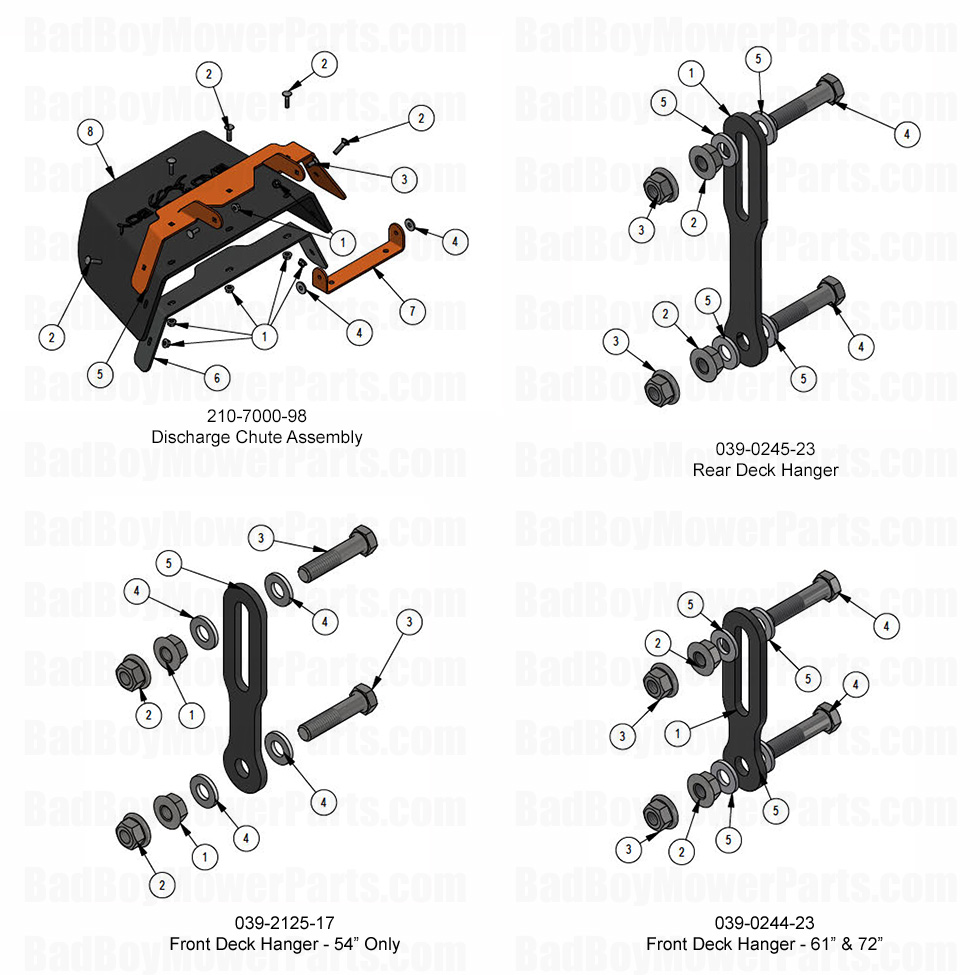 4192 - Bad Boy Mower Parts Lookup > 2025 > Revolt X > Chute & Deck Hangers